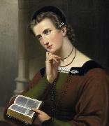 unknow artist Portrat einer jungen Frau mit Bibel Sweden oil painting reproduction